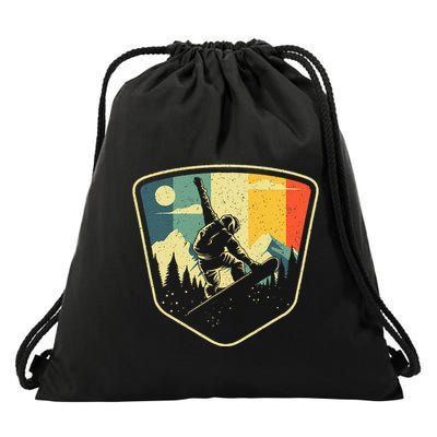 Cool Snowboarding Design Vintage Snowboarder Drawstring Bag