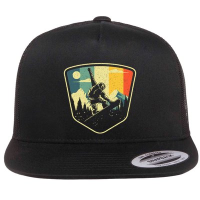 Cool Snowboarding Design Vintage Snowboarder Flatbill Hat