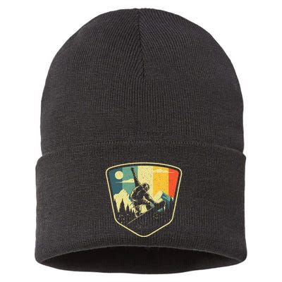 Cool Snowboarding Design Vintage Snowboarder Sustainable Knit Beanie