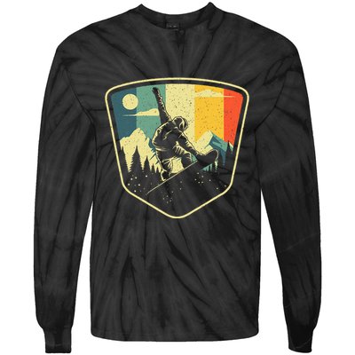 Cool Snowboarding Design Vintage Snowboarder Tie-Dye Long Sleeve Shirt