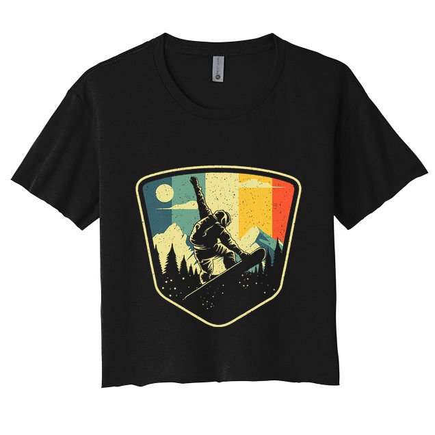 Cool Snowboarding Design Vintage Snowboarder Crop Top
