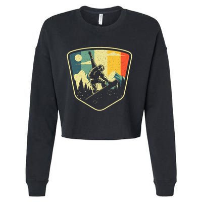 Cool Snowboarding Design Vintage Snowboarder Cropped Pullover Crew