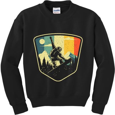 Cool Snowboarding Design Vintage Snowboarder Kids Sweatshirt