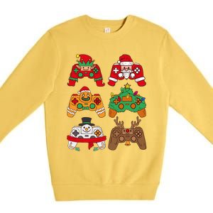 Christmas Santa Deer Gaming Controllers Gift Premium Crewneck Sweatshirt