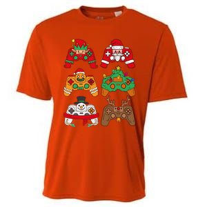 Christmas Santa Deer Gaming Controllers Gift Cooling Performance Crew T-Shirt