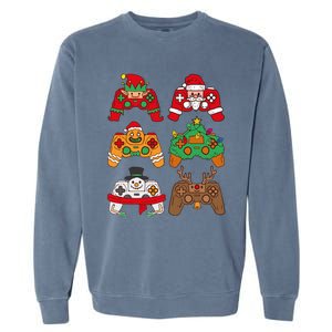 Christmas Santa Deer Gaming Controllers Gift Garment-Dyed Sweatshirt