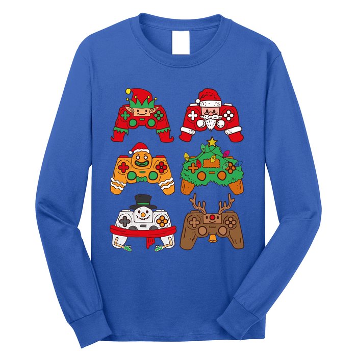 Christmas Santa Deer Gaming Controllers Gift Long Sleeve Shirt