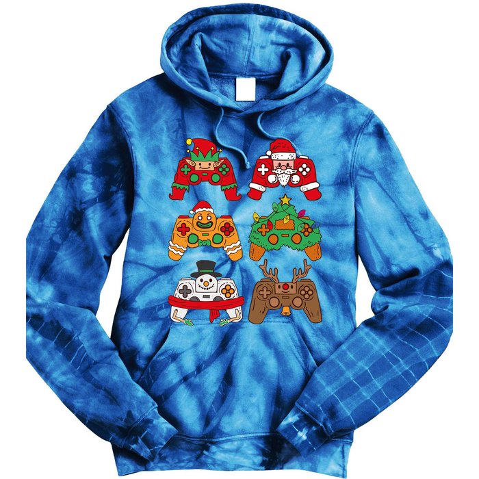 Christmas Santa Deer Gaming Controllers Gift Tie Dye Hoodie