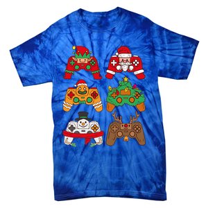 Christmas Santa Deer Gaming Controllers Gift Tie-Dye T-Shirt