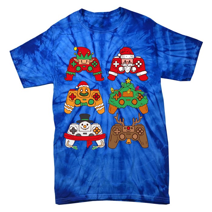 Christmas Santa Deer Gaming Controllers Gift Tie-Dye T-Shirt