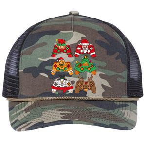 Christmas Santa Deer Gaming Controllers Gift Retro Rope Trucker Hat Cap