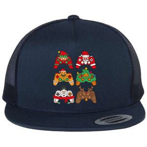 Christmas Santa Deer Gaming Controllers Gift Flat Bill Trucker Hat