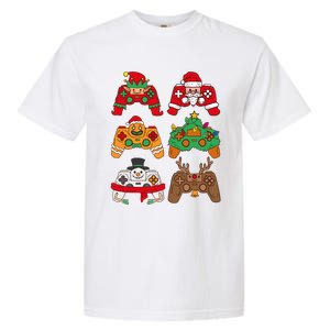 Christmas Santa Deer Gaming Controllers Gift Garment-Dyed Heavyweight T-Shirt