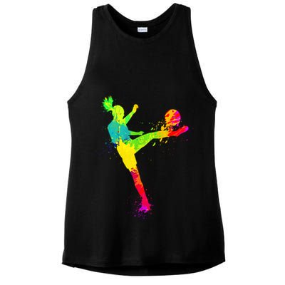 Cool Colorful Soccer Girl Soccer Player Ladies PosiCharge Tri-Blend Wicking Tank