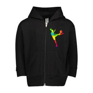 Cool Colorful Soccer Girl Soccer Player Toddler Zip Fleece Hoodie