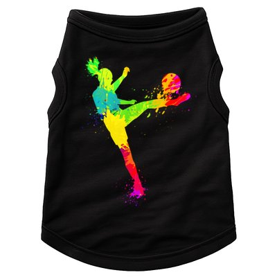 Cool Colorful Soccer Girl Soccer Player Doggie Tank