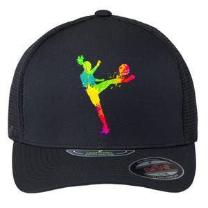 Cool Colorful Soccer Girl Soccer Player Flexfit Unipanel Trucker Cap