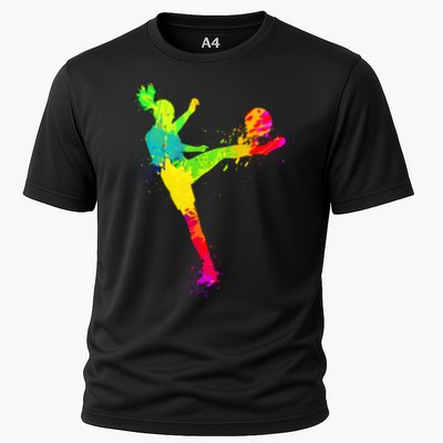 Cool Colorful Soccer Girl Soccer Player Performance Shirt