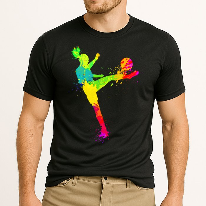 Cool Colorful Soccer Girl Soccer Player Performance Shirt