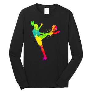 Cool Colorful Soccer Girl Soccer Player Long Sleeve Shirt