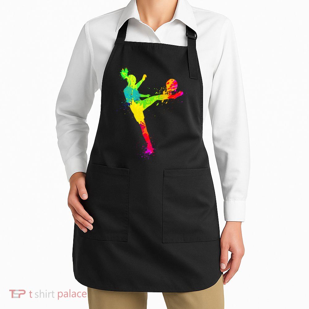 Cool Colorful Soccer Girl Soccer Player Apron