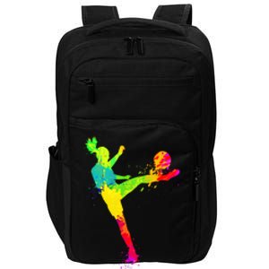 Cool Colorful Soccer Girl Soccer Player Impact Tech Backpack