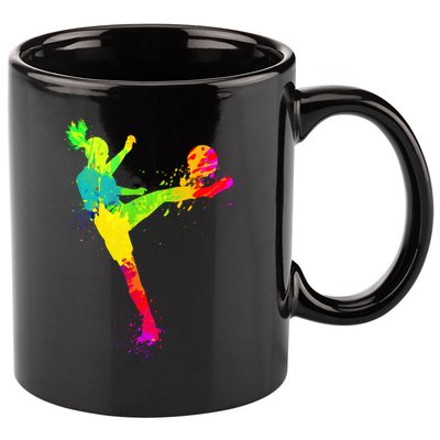 Cool Colorful Soccer Girl Soccer Player 11oz C Handle Ceramic Mug