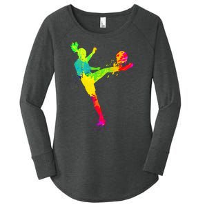 Cool Colorful Soccer Girl Soccer Player Women's Perfect Tri Tunic Long Sleeve Shirt