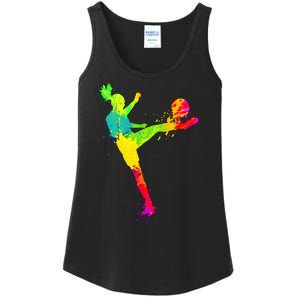 Cool Colorful Soccer Girl Soccer Player Ladies Essential Tank