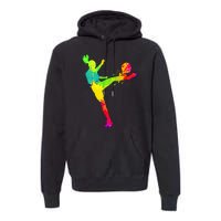 Cool Colorful Soccer Girl Soccer Player Premium Hoodie