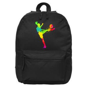 Cool Colorful Soccer Girl Soccer Player 16 in Basic Backpack