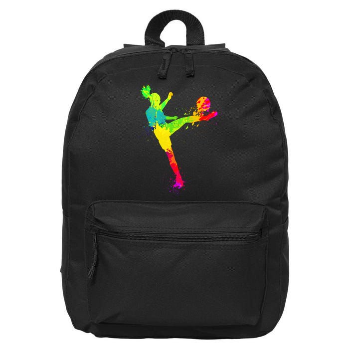 Cool Colorful Soccer Girl Soccer Player 16 in Basic Backpack