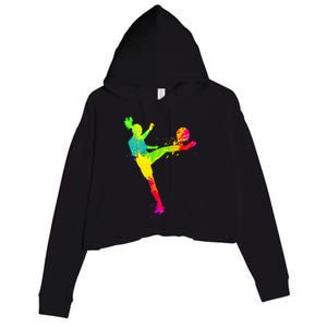 Cool Colorful Soccer Girl Soccer Player Crop Fleece Hoodie