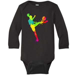 Cool Colorful Soccer Girl Soccer Player Baby Long Sleeve Bodysuit