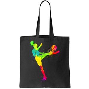 Cool Colorful Soccer Girl Soccer Player Tote Bag