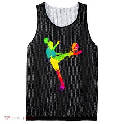 Cool Colorful Soccer Girl Soccer Player Mesh Reversible Basketball Jersey Tank