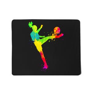 Cool Colorful Soccer Girl Soccer Player Mousepad