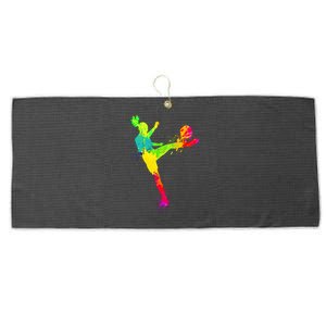 Cool Colorful Soccer Girl Soccer Player Large Microfiber Waffle Golf Towel