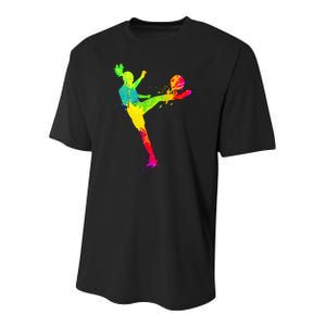 Cool Colorful Soccer Girl Soccer Player Youth Performance Sprint T-Shirt