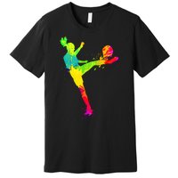 Cool Colorful Soccer Girl Soccer Player Premium T-Shirt