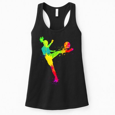Cool Colorful Soccer Girl Soccer Player Womens Tank Top
