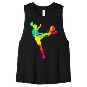 Cool Colorful Soccer Girl Soccer Player Women's Racerback Cropped Tank