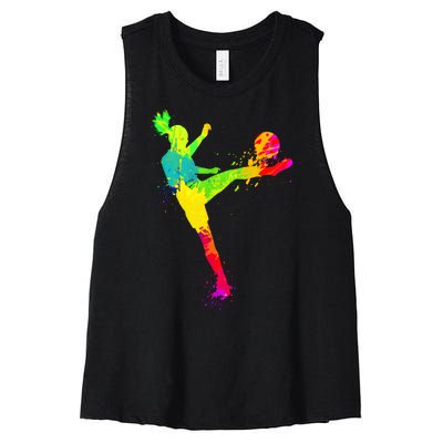 Cool Colorful Soccer Girl Soccer Player Women's Racerback Cropped Tank