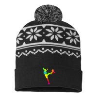 Cool Colorful Soccer Girl Soccer Player USA-Made Snowflake Beanie