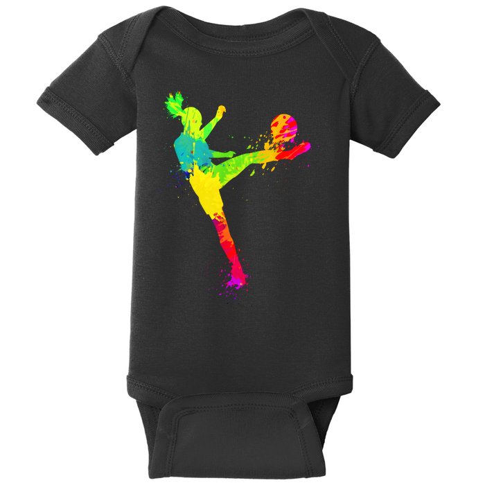 Cool Colorful Soccer Girl Soccer Player Baby Bodysuit