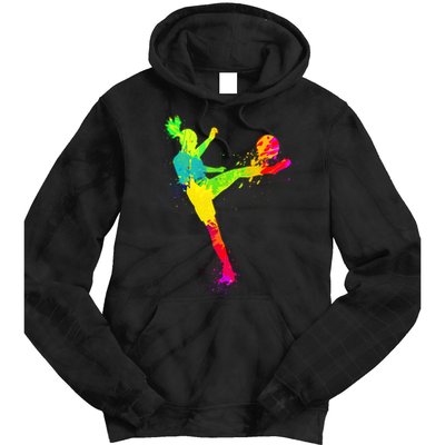 Cool Colorful Soccer Girl Soccer Player Tie Dye Hoodie