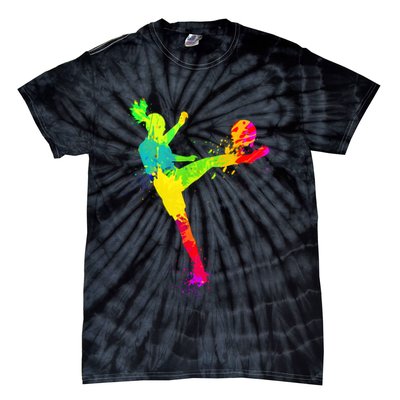 Cool Colorful Soccer Girl Soccer Player Tie-Dye T-Shirt