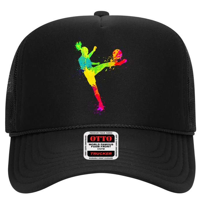 Cool Colorful Soccer Girl Soccer Player Trucker Hat