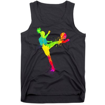 Cool Colorful Soccer Girl Soccer Player Tank Top