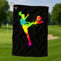 Cool Colorful Soccer Girl Soccer Player Golf Towel